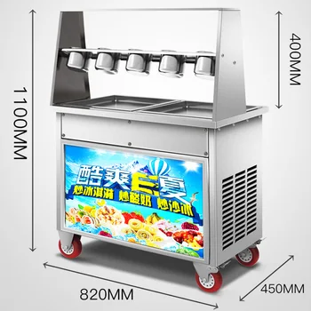 Нова Търговска Машина за Рула Сладолед Дълбочина 2,5 см в Тайланд, За Пържене на Сладолед Машина За игра на Рулетка, Печено на Сладолед