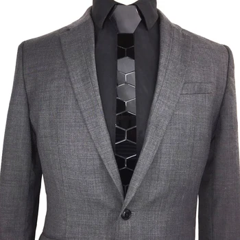 Ново записване, лъскаво черно hexagonal тесен сватбен вратовръзка, модерни тънки вратовръзки