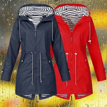 Ново модно дамско ветрозащитное и водонепроницаемое палта, палто с дълъг ръкав, ежедневни дълго яке с цип