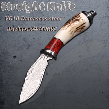 Нощен сталкер VG10 дамасский нож EDC ловен оцеляване тактически нож с фиксирано острие Универсален инструмент Туристически ножове