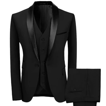 Обикновен мъжки костюми-блейзери, однобортный черен шал с ревери, оборудвана случайни яке-тройка, панталони, жилетки, костюми Terno