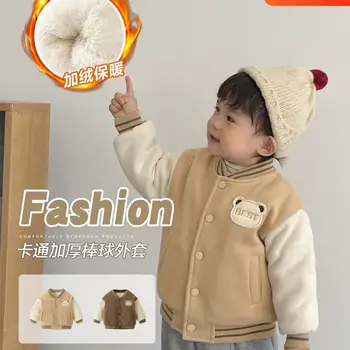 Облекло за бебета, яке с пискюли, палта, есенно-зимни дрехи, детски топ с подплата за момичета и момчета, hoody за малки деца