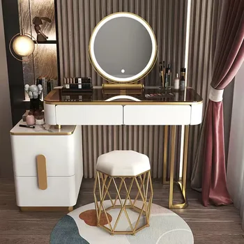 Огледалото на тоалетката, лаковый тоалетка с огледало, осветление чекмеджета, тоалетка, подвижни чекмеджета за дневна, мебели за дома Kaptafel