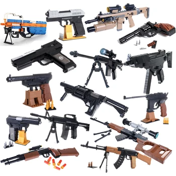 оръжие PUBG M4A1 UZI asen 98K M6 AK47 Играчки Пушка SWAT Военен света 1 2 модел Строителни Блокове, определени тухли ww2 Комплекти детски играчки оръжия