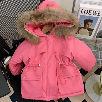 Палта за момичета, утепленная плюшен памучен куртка зимна утепленная детски памучен яке за момичета, зимно палто за жени