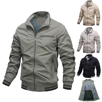 Памучно палто за мъже, ежедневни яке, нови пролетно-есенните модни приталенные палто с цип, мъжко сако, мъжко брендовое палто, по-големи размери