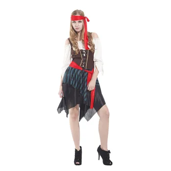 Пиратски Костюм Фантазия, женски костюм на пират в Карибско море, на Хелоуин, cosplay, женски кралят фантазийный облекло за парти