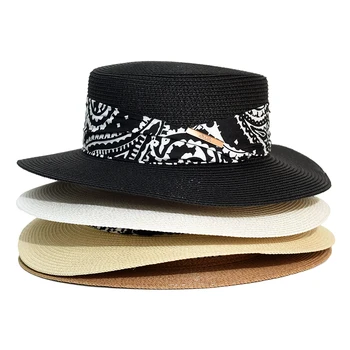 Плажна шапка лятна напреднали нов модерен дизайн Солнцезащитная шапка с бяла сламена шапка мека шапка цилиндър неутрална шапка слънчева шапка gorras homebre