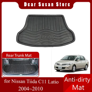 Подложка за задния багажник на Nissan Tiida C11 Latio Versa Седан 2004 ~ 2010 Обичай Подложка За пода на Багажника, Облицовки за килими, Аксесоари
