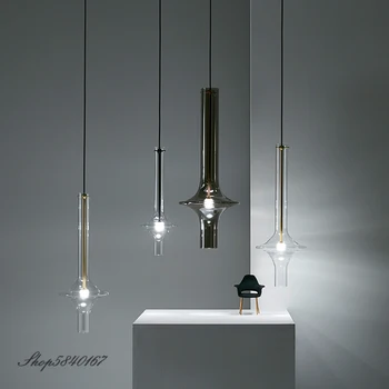 Постмодернистский окачен лампа, скандинавски луксозен стъклен окачен лампа, кухненски висящи лампи в стил loft, лампи за спалня, окачена лампа