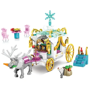 Приятели, Замразени принцеса Елза, кралската карета, набор от градивни блокове, тухли, класически модел от анимационни, детски играчки за момичета, подарък за дете