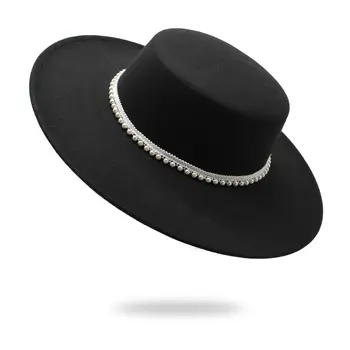 пролетно-есенна мода 2022, дамска шапка, шапка, перлени филц шапки, с широка периферия шапка, дизайнерски параклис, плажна елегантна Сватбена шапка с шарени, кръгли