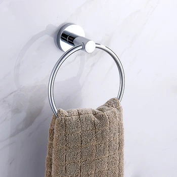 Пръстен-държач за кърпи от неръждаема стомана, кръгла стенно пръстен за топъл кърпи, закачалка за хавлии, аксесоари за баня