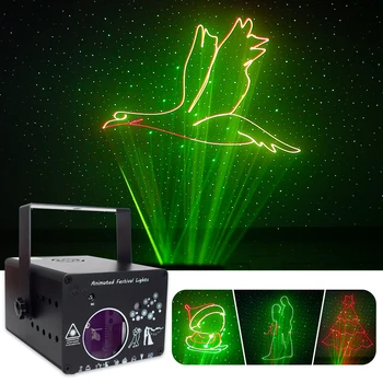 Пълноцветен лазерен проектор, лампа Коледен бар Ktv Beam панорамен 3d анимационен диск Лазерен лампа