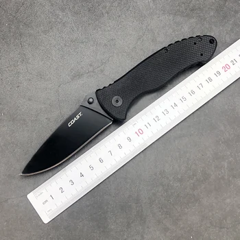 Сгъваем джобен нож COAST DX341 EDC за всекидневна употреба, черно острие, спойка за палеца, текстурирани нескользящая дръжка, тактически ловни ножове