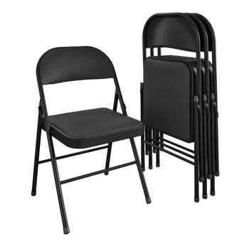 Сгъваем стол с тъканната тапицерия Mainstays, черно, на 4 места, уличен стол, градинска пейка, стол