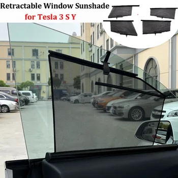 Сенника на Странично прозореца на колата за Tesla, Модел 3 S Y 2023 Анти-UV Козирка Автоматично Прибиращ Завеса Роликовая Окото Аксесоари