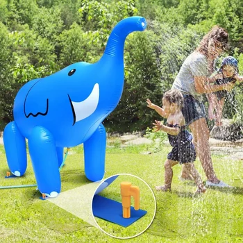 Син PVC надуваема слон за пръскане с вода, розова арка за пръскане на вода за деца, пръскане на вода на открито