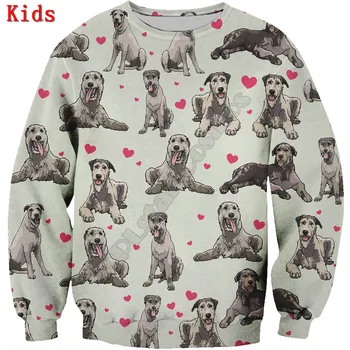 Сладък ирландски голяма ловджийска хрътка, блузи с 3D принтом, пуловер, риза с дълги ръкави за момчета и момичета, детски hoody със забавни животни