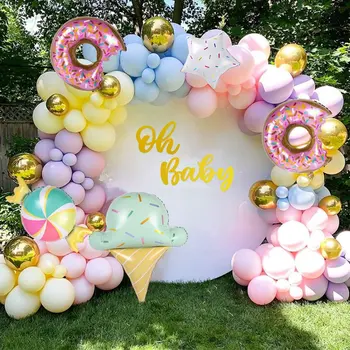 Тематичен комплект за рожден ден с пончиками HUIRAN, декор за понички, балони, бонбони, украса за парти в чест на рождения ден, декорации за детската душа