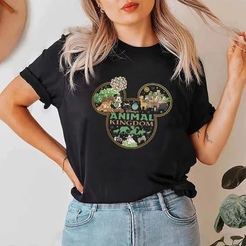Тениска Disney ' s Animal Kingdom с Мики Харадзюку 2023, Лятна Празнична Дрехи за Почивка, Тениска Disneyland за жени, Директна доставка