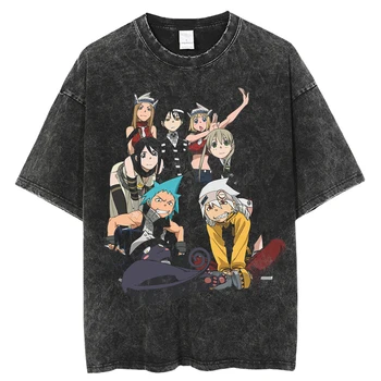 Тениска с изображение на японски аниме Soul Eate, выстиранная градинска дрехи с къс ръкав, ежедневни риза в стил харадзюку, Летни блузи с къс ръкав