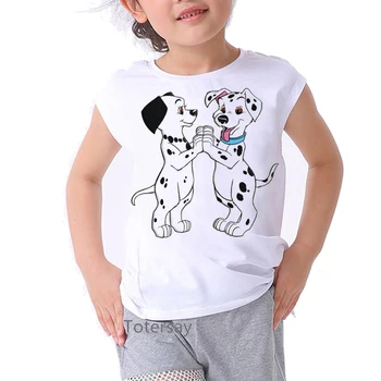 тениски с забавни кучета и домашни любимци принтом за момичета, kawaii, детски дрехи, фланелка harajuku kawaii, летни потници, бяла тениска, градинска дрехи, блузи