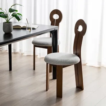 Трапезария стол JOYLOVE Nordic от масивно дърво в ретро стил, лесен домакински стол с облегалка от вълна агнешко месо, мебели за хола, стол за грим в спалнята