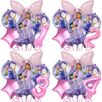 Украса балони Encanto Isabella честит рожден Ден, Disney, Encanto, принцеса Изабела, детски душ, розова фолио, аксесоари Globlos