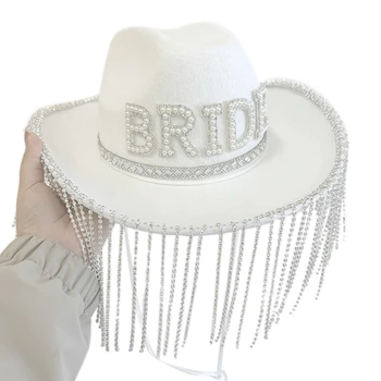 Ультраблестящая ковбойская шапка с блещукащите кристали за моминско парти
