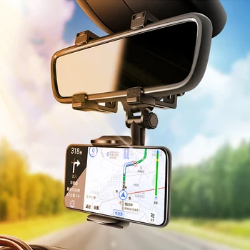 Универсално 360-градусное автомобилно огледало за обратно виждане, стойка, държач, поставка за мобилен телефон, GPS, автомобилно огледало за обратно виждане, регулируема поставка