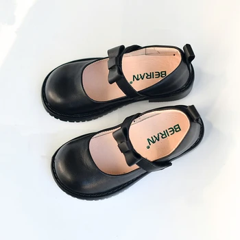 Училищни обувки за момичета от естествена кожа, естествена кожа, в стил Лолита, скъпа детски ежедневни обувки с лък, пролетно-есенен детски обувки