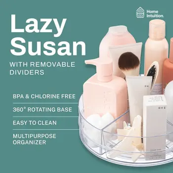 Фантастични 2 опаковки пластмасови контейнери за съхранение на продукти Lazy Susan Обръщател с 4 подвижни чекмеджета за организиране на кухня.