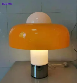 Френски тела Баухаус, скандинавски orange настолна лампа с грибовидной глава, led модерна десктоп осветлението за декорация на дома, спални, вътрешно осветление