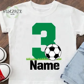 Футболна тениска на поръчка, Детски Футболен Дизайн Името на Рожден Ден, Индивидуални Детски фланелки С къс Ръкав, Тениска За малки момчета, Тениски, Потници