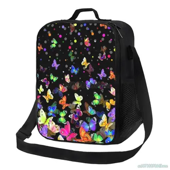 Цветни чанти за обяд с пеперуди, разменени Оксфордския водоустойчив термоохладитель, кутия за bento, за офис работа, училище пикник