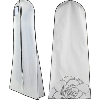 Чанта за сватбена рокля с флорални принтом, чанта за дрехи с голям размер за дълги рокли, една чанта за дрехи с клин за вечерни рокли за абитуриентски бал, торбички за прах