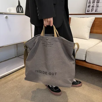 Чантата е с голям капацитет, холщовая чанта през рамо, дамски чанти, модни прости чанти, ежедневни дизайн, дамска мода 2023, тенденция, квадратна ръка