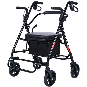 Четырехколесная сгъваема количка за придвижване, кошница за пазаруване на продукти за възрастните хора, ролкови проходилка за възрастни хора могат да качват 220 паунда