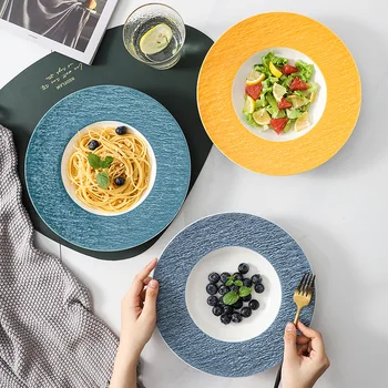 Японската керамична чиния креативна голяма чиния за сламени шапки чиния за рамена в ресторант, хотел, салатница, чиния за домашна посуда
